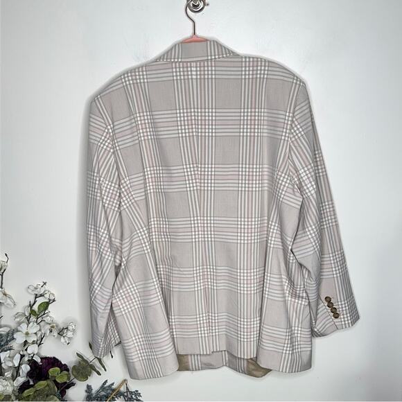 HALOGEN Single Button Blazer in Queens Plaid Pink Cream Tan Sz 22W {NN9} - Picture 4 of 7